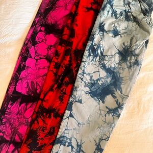 Womens Tie-Dye Bottoms - 3 pink, red, teal